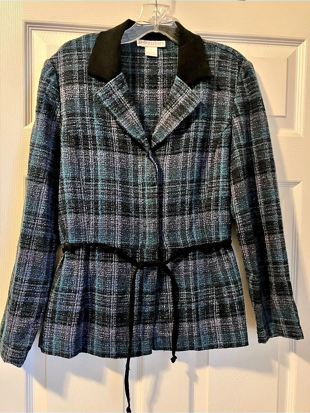dressbarn Women'Small Plaid Blazer in Black & Blue Size 6